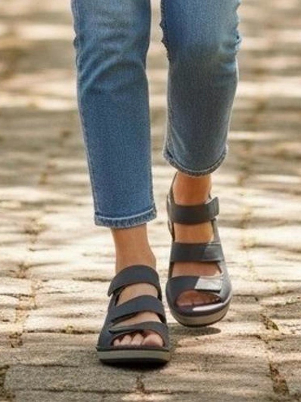 Clarks Reedly Juno Navy Nubuck Platform Wedge Comfort Soft Cushion Sandals 8.5 - Picture 2 of 10